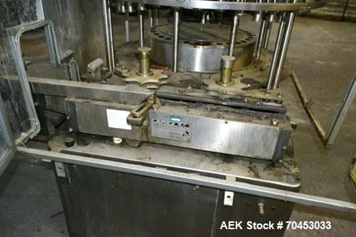 Used US Bottlers VA-32 Rotary Vacuum Filler chassis, not equipped with nozzles or change parts. SELLING PRICE AS IS, WHERE IS, SANFORD, NC.