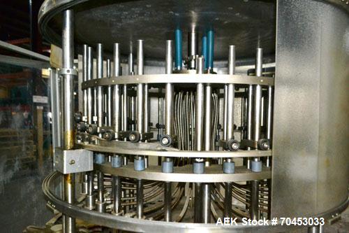 Used US Bottlers VA-32 Rotary Vacuum Filler chassis, not equipped with nozzles or change parts. SELLING PRICE AS IS, WHERE IS, SANFORD, NC.