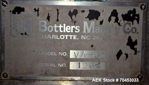 Used US Bottlers VA-32 Rotary Vacuum Filler chassis, not equipped with nozzles or change parts. SELLING PRICE AS IS, WHERE IS, SANFORD, NC.