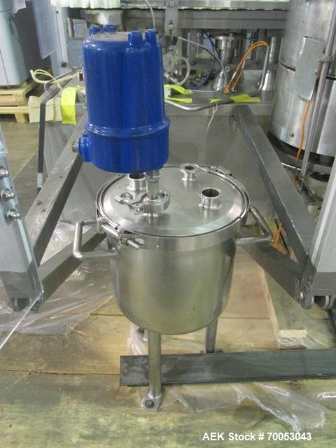 Used Used TL Bosch vial filling line, model MLF3002 filler, with 48" diameter accumulation table, vial air cleaner station, 4 head filling station, stopper inserter and capper stations with bowl feed...