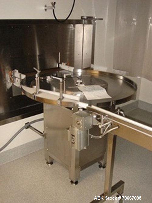 Used Bosch Vial Filling Line consisting of Bosch RRN 2020 vial washer capable of speeds up to 130 vials per minute.Max Container Size:Diameter up to 52 mm, Height up to 110 mm. Last ran vials of 2, 5...