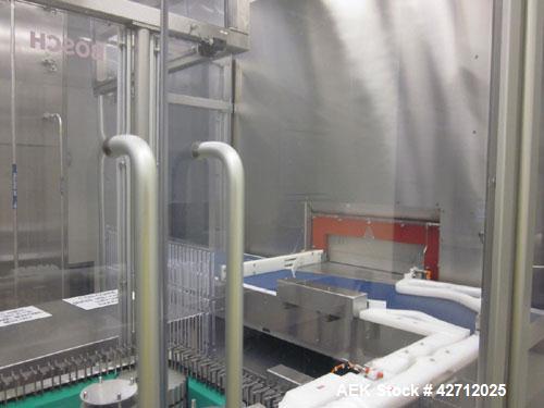 Used Bosch Vial Filling Line Consisting Of: Bosch model RRU 3084 vial rotary ultrasonic vial washer, serial# 789250 MS 7015C, Bosch depyrogenation tunnel, model HQL 3480S, serial# 789251 MS 4521C, Bo...