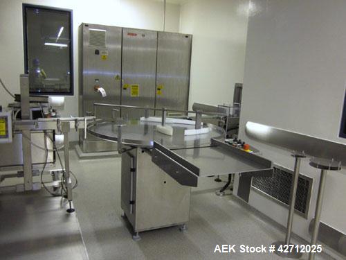 Used Bosch Vial Filling Line Consisting Of: Bosch model RRU 3084 vial rotary ultrasonic vial washer, serial# 789250 MS 7015C, Bosch depyrogenation tunnel, model HQL 3480S, serial# 789251 MS 4521C, Bo...