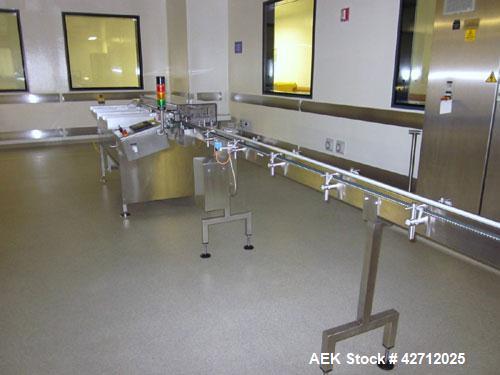 Used Bosch Vial Filling Line Consisting Of: Bosch model RRU 3084 vial rotary ultrasonic vial washer, serial# 789250 MS 7015C, Bosch depyrogenation tunnel, model HQL 3480S, serial# 789251 MS 4521C, Bo...