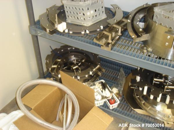 Used Chase Logeman Monoblock Filling Line, Model FPCCL4-12H.  Designed to fill, plug, cap and label at speeds up to 60 containers/minute; fill range from 1 - 125 mL; cap size range from 8 - 32 mm; IM...