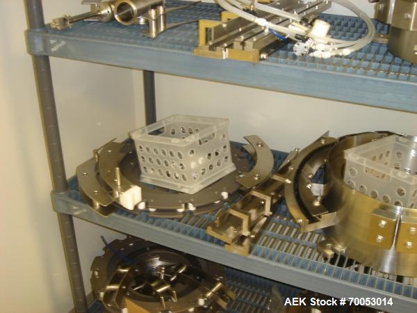 Used Chase Logeman Monoblock Filling Line, Model FPCCL4-12H.  Designed to fill, plug, cap and label at speeds up to 60 containers/minute; fill range from 1 - 125 mL; cap size range from 8 - 32 mm; IM...