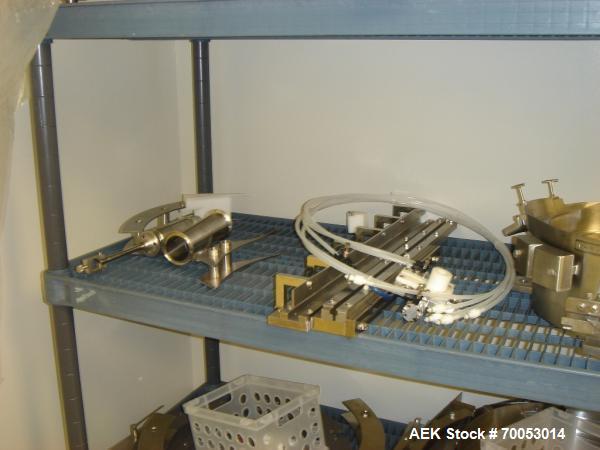 Used Chase Logeman Monoblock Filling Line, Model FPCCL4-12H.  Designed to fill, plug, cap and label at speeds up to 60 containers/minute; fill range from 1 - 125 mL; cap size range from 8 - 32 mm; IM...