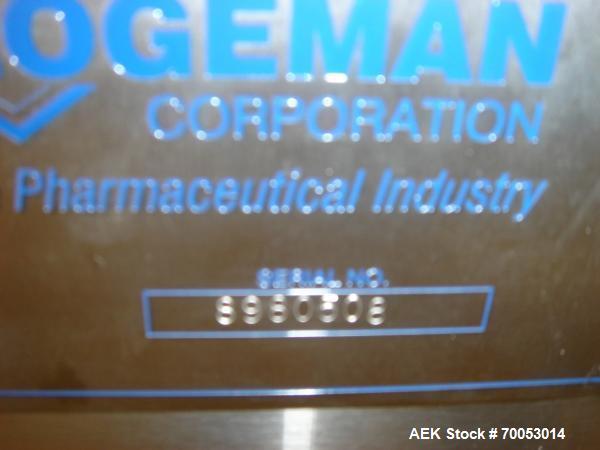 Used Chase Logeman Monoblock Filling Line, Model FPCCL4-12H.  Designed to fill, plug, cap and label at speeds up to 60 containers/minute; fill range from 1 - 125 mL; cap size range from 8 - 32 mm; IM...
