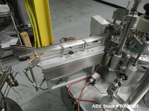 Used Groninger Syringe Filling Line, stainless steel on product contact parts. Line consists of model DFVK4000S inline (4) head filler, RTA3005 filler and HEA100 labeler.
