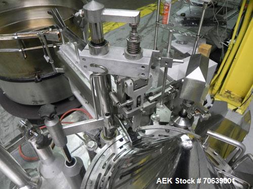 Used Groninger Syringe Filling Line, stainless steel on product contact parts. Line consists of model DFVK4000S inline (4) head filler, RTA3005 filler and HEA100 labeler.