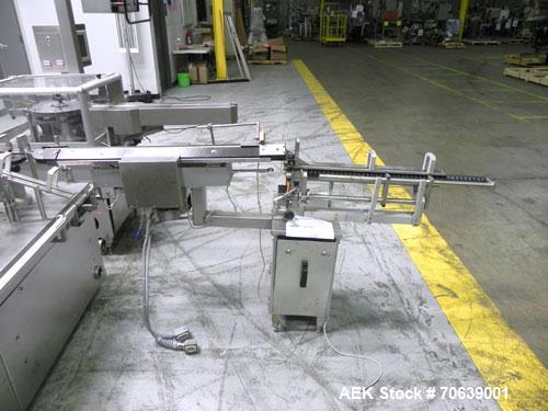 Used Groninger Syringe Filling Line, stainless steel on product contact parts. Line consists of model DFVK4000S inline (4) head filler, RTA3005 filler and HEA100 labeler.