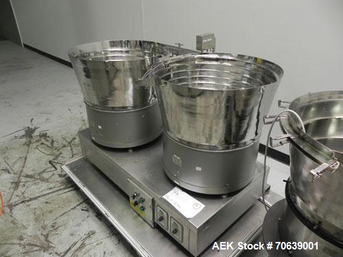 Used Groninger Syringe Filling Line, stainless steel on product contact parts. Line consists of model DFVK4000S inline (4) head filler, RTA3005 filler and HEA100 labeler.