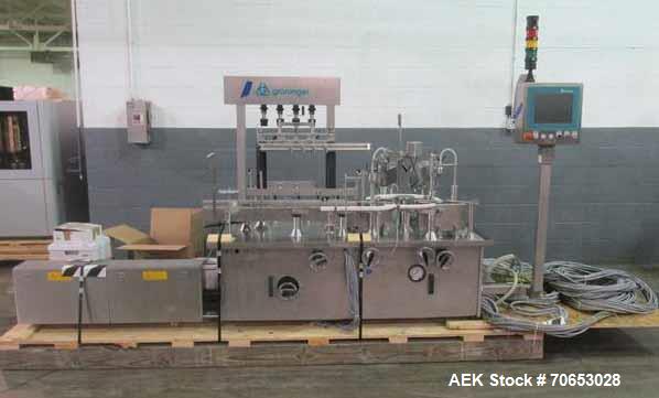 Used- Groninger vial filling, Stoppering and crimp capping monoblock with checkw