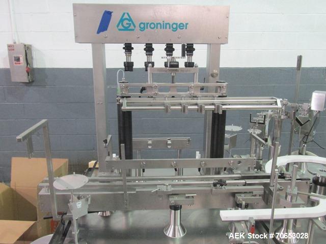 Used Groninger vial filling, Stoppering and crimp capping monoblock with checkw