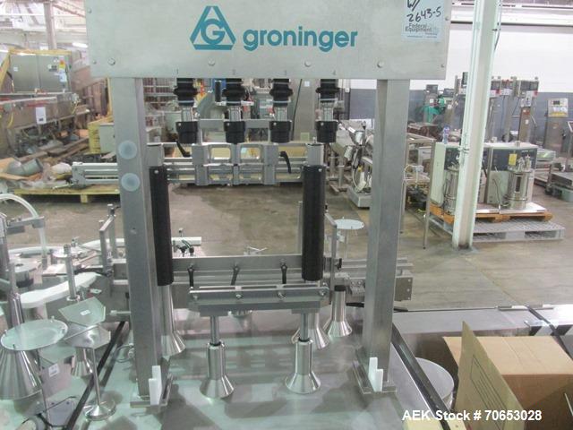 Used- Groninger vial filling, Stoppering and crimp capping monoblock with checkw