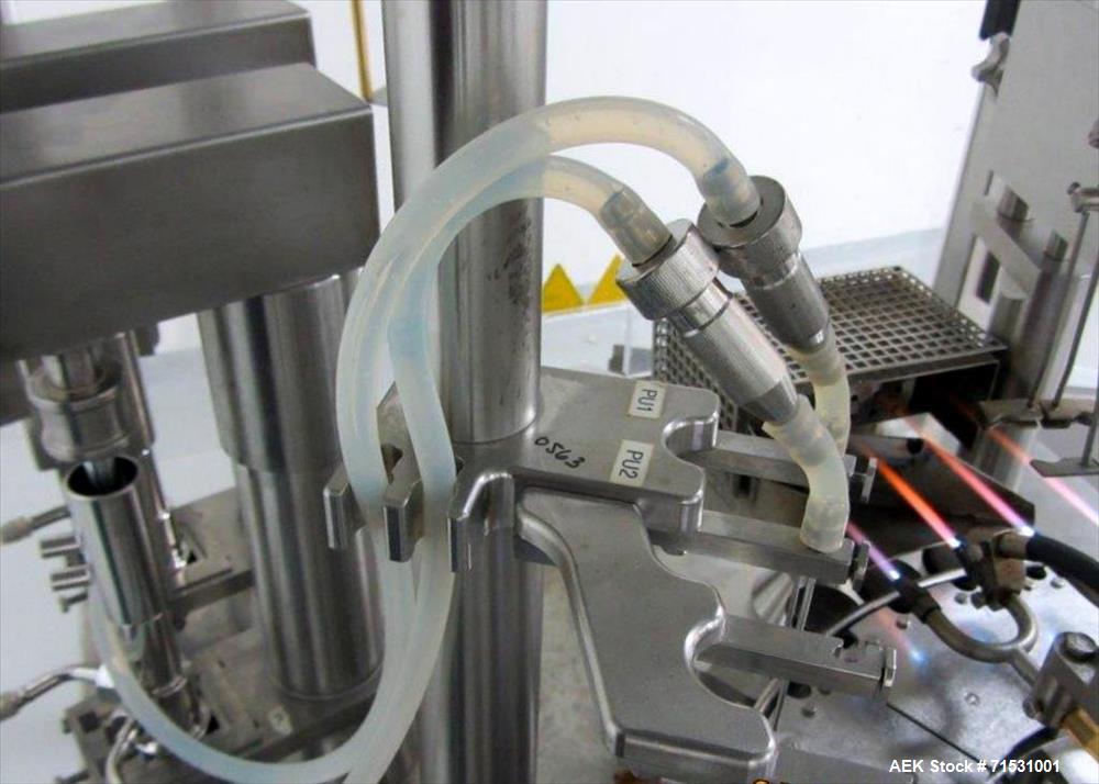 Used Complete Filling Line. Sterile dose ampoules. Includes the following equipment: Rota ampoule filler and sealing machine, Model R921/MA, 6000 amp/hr for 1 ml and 2 ml. Inox Industries formulation...
