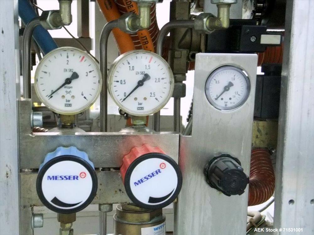 Used Complete Filling Line. Sterile dose ampoules. Includes the following equipment: Rota ampoule filler and sealing machine, Model R921/MA, 6000 amp/hr for 1 ml and 2 ml. Inox Industries formulation...