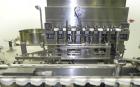 Used Bosch TL Systems Monoblock Vial Filler & Stoppering Machine. Consists of an 8 head rolling diaphram type filler, vial indexing system and stopper inserter. Has 8 filling heads with a filling rat...