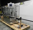 Used Intellitech IntelliFiller Model AFS I-3500C Liquid Filler Stopper and Screw / Crimp Capper. Monoblock Machine is capable of speeds up to 45 (1-up) and 90 (2-up) containers per minute. Machine ac...