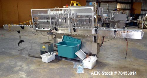 Used Cozzoli Model LF840-8 Inline Continuous Motion Walking Beam Style Piston Filler. Machine is capable of speeds from 40 to 120 containers per minute. Has integrated air cleaner. Container size ran...