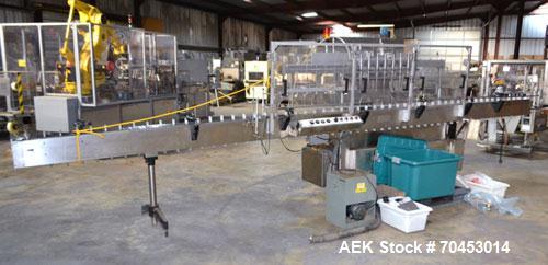 Used Cozzoli Model LF840-8 Inline Continuous Motion Walking Beam Style Piston Filler. Machine is capable of speeds from 40 to 120 containers per minute. Has integrated air cleaner. Container size ran...
