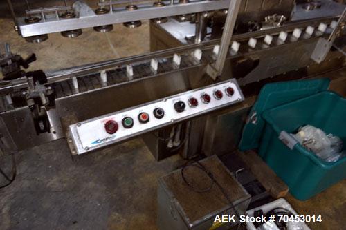 Used Cozzoli Model LF840-8 Inline Continuous Motion Walking Beam Style Piston Filler. Machine is capable of speeds from 40 to 120 containers per minute. Has integrated air cleaner. Container size ran...