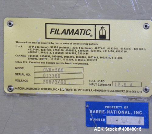 Used Filamatic (National Instruments) 12 Head In-Line Piston Filler, Model CVK-