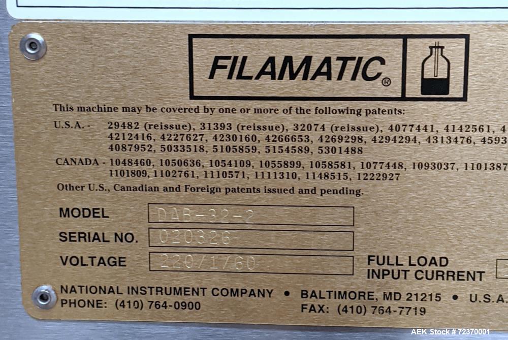 Filamatic DAB-32-2 Series Heavy Duty Filling Machine