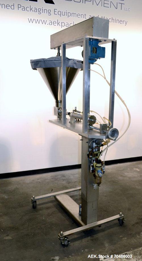 Used Hinds-Bock Single Piston Filler/Depositer, Model SP-64, Stainless Steel. Capable of speeds from 10 to 20 containers per minute (depending on fill size). Fill size range: 1/2 oz to 64 oz with cha...