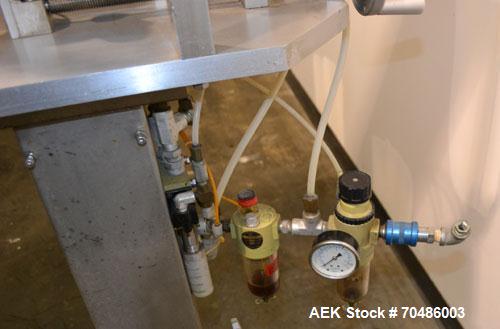 Used Hinds-Bock Single Piston Filler/Depositer, Model SP-64, Stainless Steel. Capable of speeds from 10 to 20 containers per minute (depending on fill size). Fill size range: 1/2 oz to 64 oz with cha...