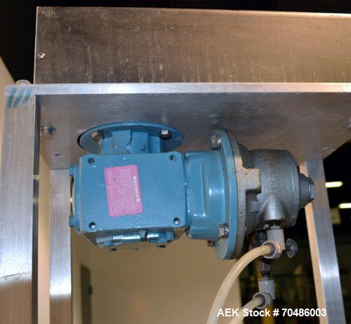 Used Hinds-Bock Single Piston Filler/Depositer, Model SP-64, Stainless Steel. Capable of speeds from 10 to 20 containers per minute (depending on fill size). Fill size range: 1/2 oz to 64 oz with cha...