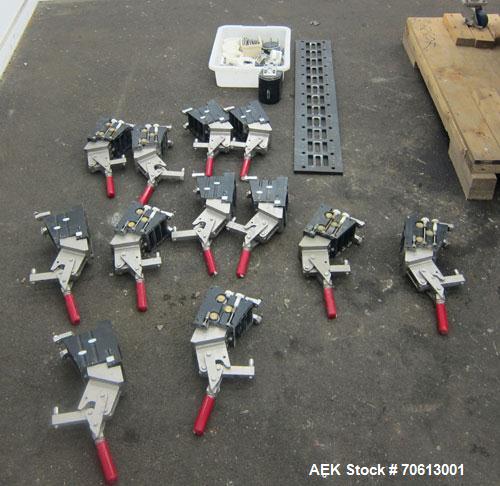 Used KOFAB Egg Depositer System, 304 Stainless Steel. (1) 25 Head filling station consisting of (4) 5 head manifolds on approximate 3” centers, 9" apart, with (4) air operated pistons. (1) Main filli...