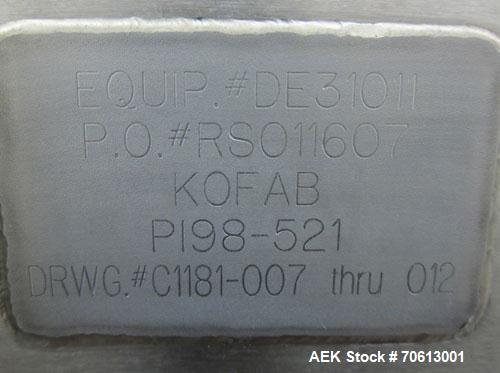 Used KOFAB Egg Depositer System, 304 Stainless Steel. (1) 25 Head filling station consisting of (4) 5 head manifolds on approximate 3” centers, 9" apart, with (4) air operated pistons. (1) Main filli...