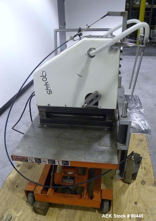 Used Kalish Semi-Automatic Twin Piston Filler, Model 2100. (2) Approximate (2) 3/8'' diameter tubes. Designed to run over a conveyor. Foot pedal controls. Driven by a 1/3 HP, 1/60/110 Volt motor. Mou...