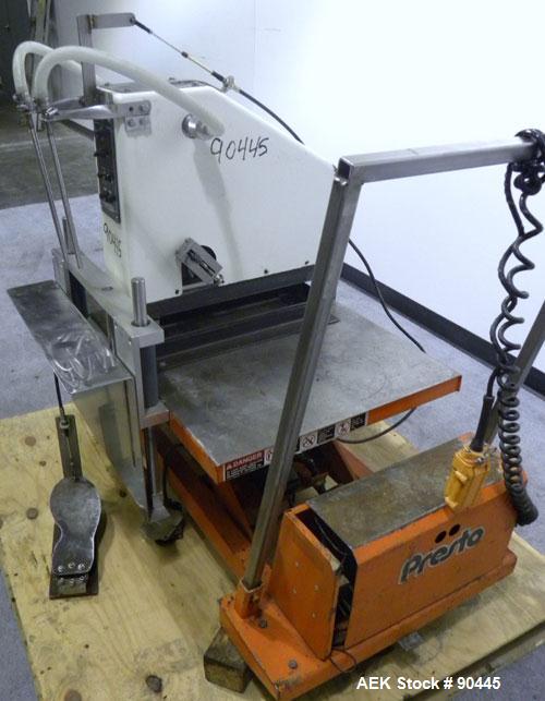 Used Kalish Semi-Automatic Twin Piston Filler, Model 2100. (2) Approximate (2) 3/8'' diameter tubes. Designed to run over a conveyor. Foot pedal controls. Driven by a 1/3 HP, 1/60/110 Volt motor. Mou...