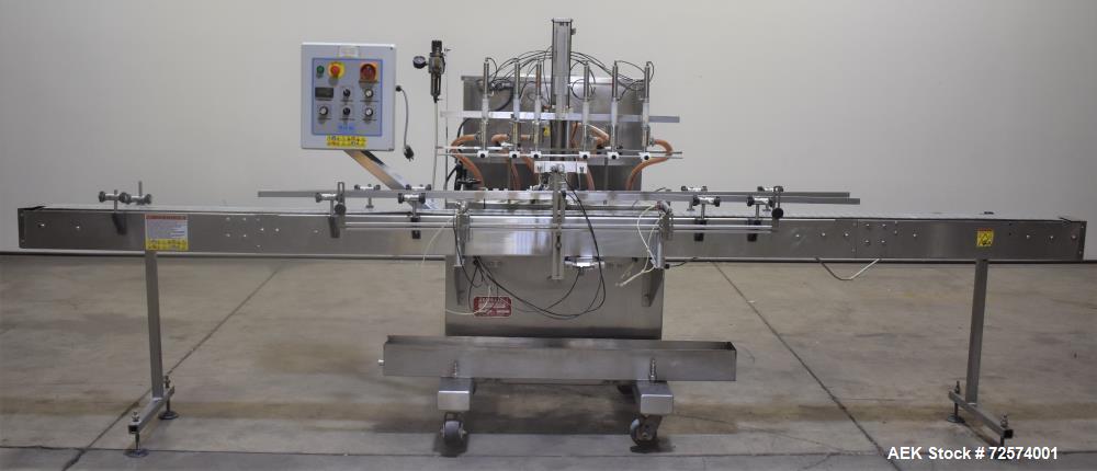 Used Kaps-All - Fills-All 6 Piston Volumetric Piston Filler, Model VOL-32-8.  (Expandable to 8 Pistons). Includes: (6) 36 oz. Volumetric Piston Pumps (Shuttle Valve Style) with Closed Tip Positive Sh...