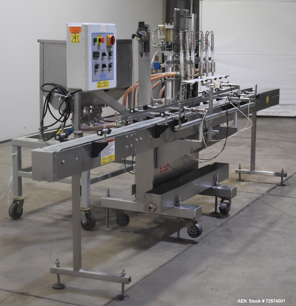 Used Kaps-All - Fills-All 6 Piston Volumetric Piston Filler, Model VOL-32-8.  (Expandable to 8 Pistons). Includes: (6) 36 oz. Volumetric Piston Pumps (Shuttle Valve Style) with Closed Tip Positive Sh...
