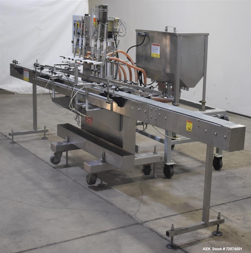Used Kaps-All - Fills-All 6 Piston Volumetric Piston Filler, Model VOL-32-8.  (Expandable to 8 Pistons). Includes: (6) 36 oz. Volumetric Piston Pumps (Shuttle Valve Style) with Closed Tip Positive Sh...