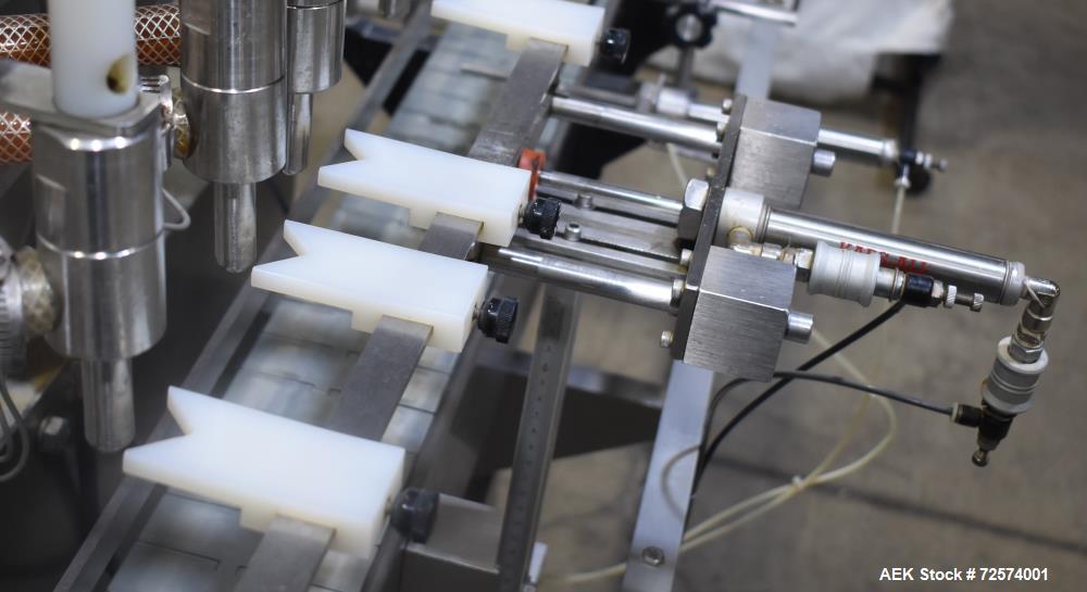 Used Kaps-All - Fills-All 6 Piston Volumetric Piston Filler, Model VOL-32-8.  (Expandable to 8 Pistons). Includes: (6) 36 oz. Volumetric Piston Pumps (Shuttle Valve Style) with Closed Tip Positive Sh...
