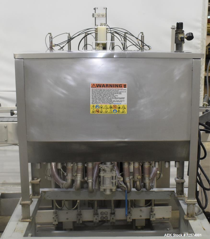 Used Kaps-All - Fills-All 6 Piston Volumetric Piston Filler, Model VOL-32-8.  (Expandable to 8 Pistons). Includes: (6) 36 oz. Volumetric Piston Pumps (Shuttle Valve Style) with Closed Tip Positive Sh...