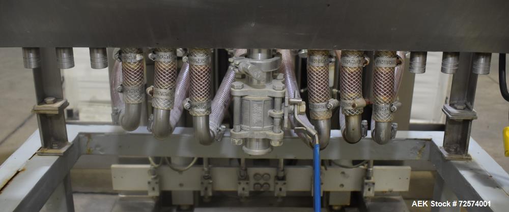 Used Kaps-All - Fills-All 6 Piston Volumetric Piston Filler, Model VOL-32-8.  (Expandable to 8 Pistons). Includes: (6) 36 oz. Volumetric Piston Pumps (Shuttle Valve Style) with Closed Tip Positive Sh...
