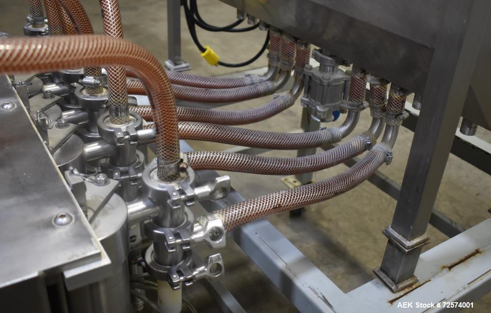 Used Kaps-All - Fills-All 6 Piston Volumetric Piston Filler, Model VOL-32-8.  (Expandable to 8 Pistons). Includes: (6) 36 oz. Volumetric Piston Pumps (Shuttle Valve Style) with Closed Tip Positive Sh...
