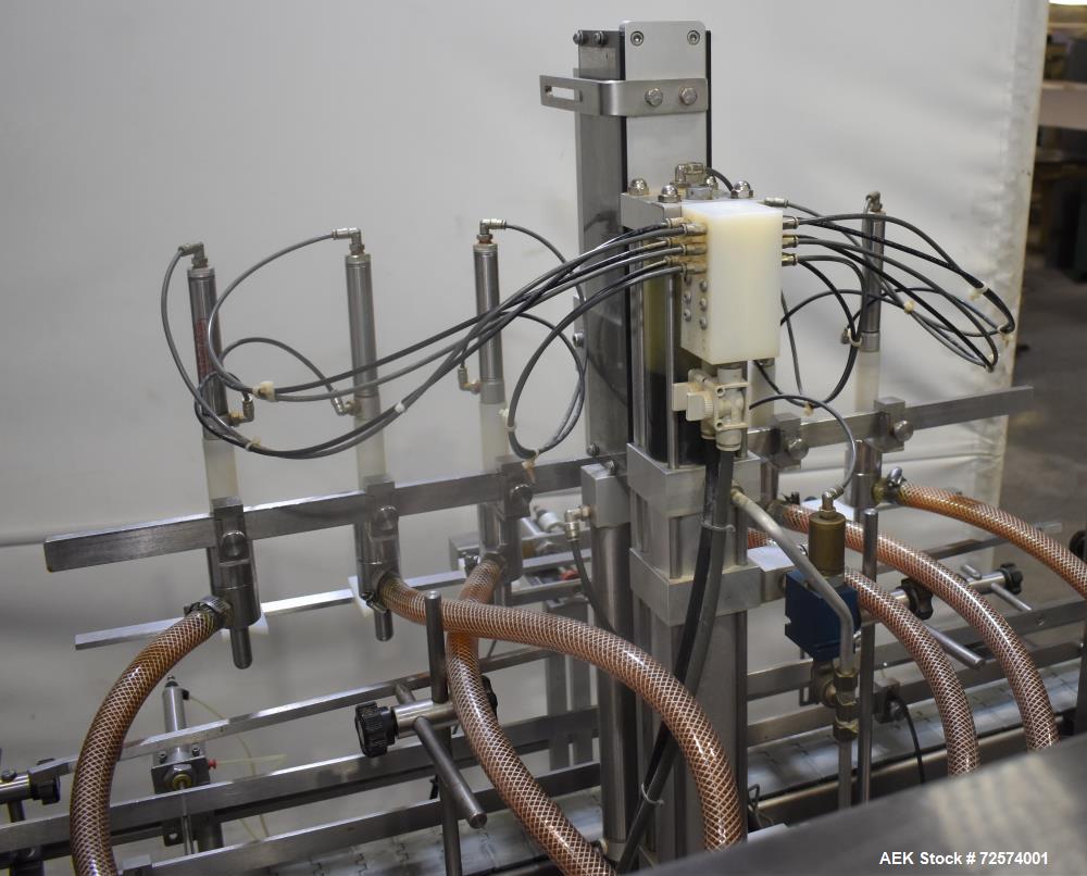 Used Kaps-All - Fills-All 6 Piston Volumetric Piston Filler, Model VOL-32-8.  (Expandable to 8 Pistons). Includes: (6) 36 oz. Volumetric Piston Pumps (Shuttle Valve Style) with Closed Tip Positive Sh...