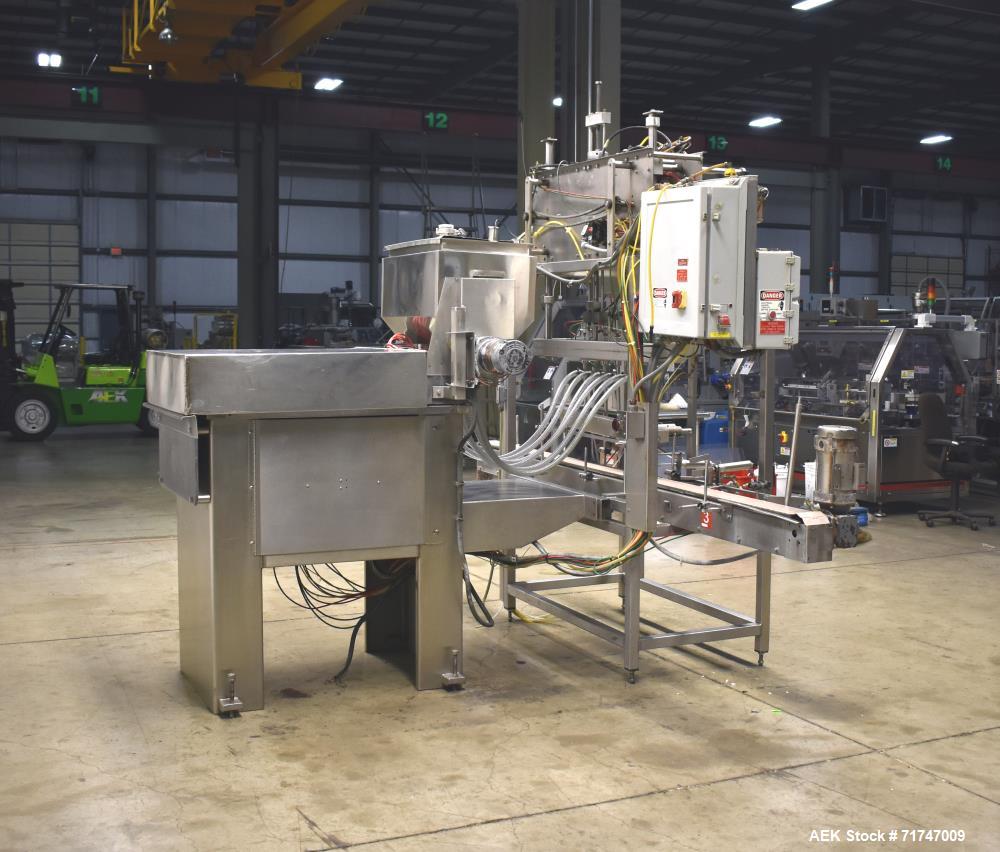 Used Pack West Model 6BPF-QT-RF-RL-CT (6)-Head Inline Piston Filler