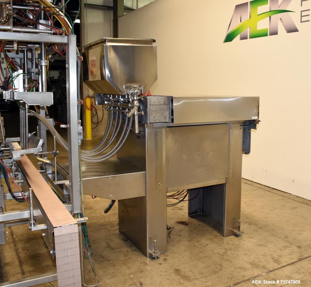 Used Pack West Model 6BPF-QT-RF-RL-CT (6)-Head Inline Piston Filler