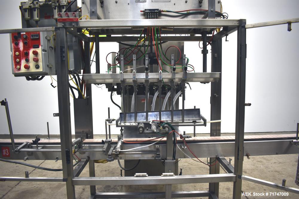 Used Pack West Model 6BPF-QT-RF-RL-CT (6)-Head Inline Piston Filler