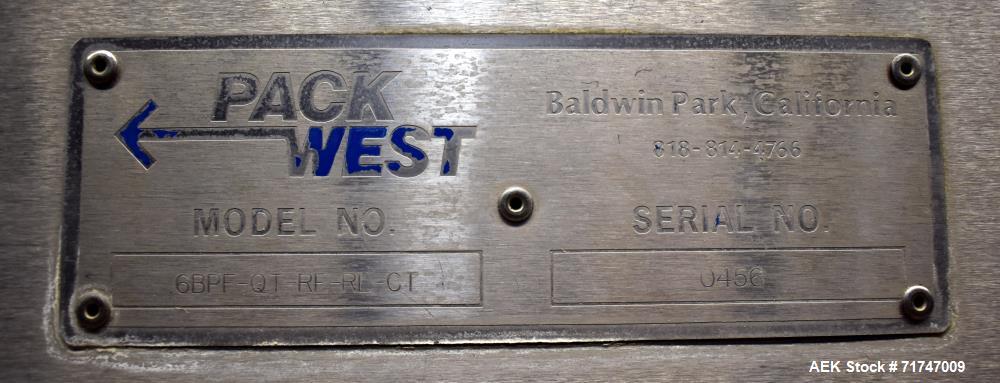 Used Pack West Model 6BPF-QT-RF-RL-CT (6)-Head Inline Piston Filler
