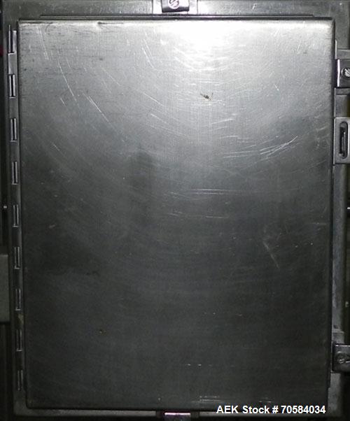 Used Quantum Model QTIA2000-12 Dual Lane Sauce Applicator. Twin piston design is rated at up to 120 pies per minute.  Machine has Allen Bradley controls.  Has continuous motion conveyors, sanitary de...