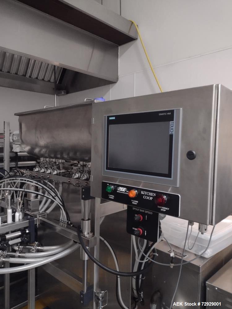 Used REB IVS-8 Inline 8-Head Piston Filler – 0.5 oz to 4.3 oz Fills, 127 CPM