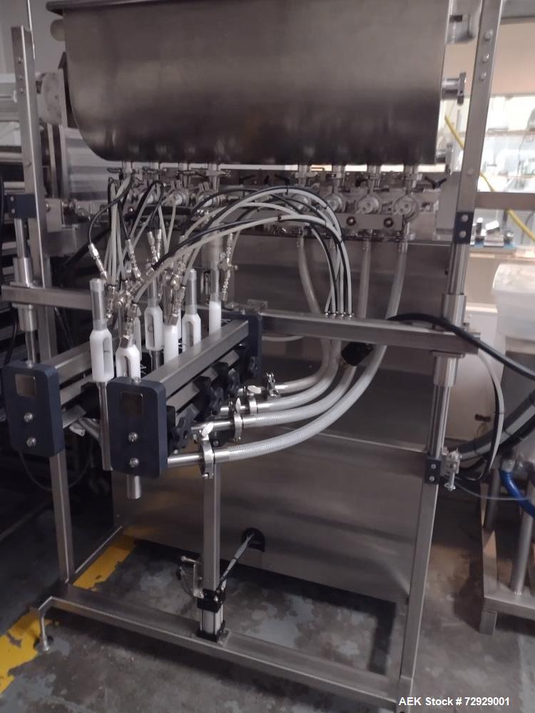 Used REB IVS-8 Inline 8-Head Piston Filler – 0.5 oz to 4.3 oz Fills, 127 CPM
